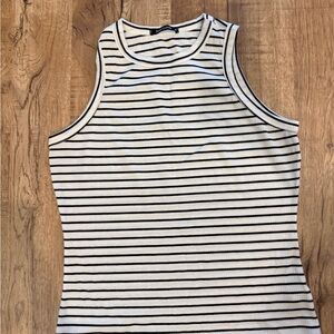 Pink Clover Black and White Striped Tank Top